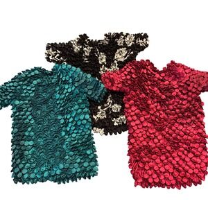 Vintage Crinkle Shirts!  Set of 3 One‎ Size STRETCH Shirts from Y2K!